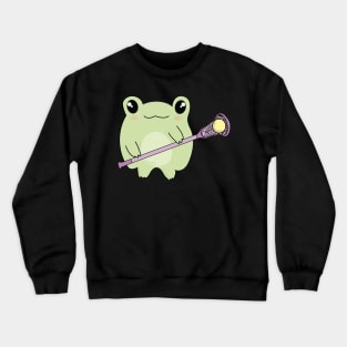 Kawaii Frog Loves Lacrosse Crewneck Sweatshirt